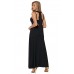 Black Self Tie Ribbon Wrap Maxi Dress