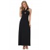 Black Self Tie Ribbon Wrap Maxi Dress