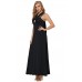 Black Self Tie Ribbon Wrap Maxi Dress