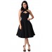 Black Cross Halter Vintage Flare Dress