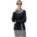 Black Gray Button Front Sweater Dress