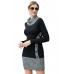 Black Gray Button Front Sweater Dress