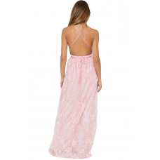 Pink Daring Open Back Glittering Party Dress