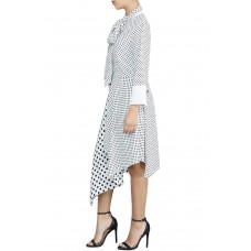 White Polka Dot Asymmetric Vintage Dress