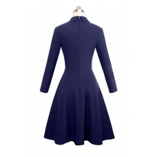 Indigo Double Breasted Vintage Flared Dress